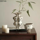 Axyaa Black Spots Ceramic Vase Retro Plant Pot Aesthetic Room Decor