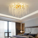Axyaa Luxury Chrome Crystal LED Ceiling Chandelier Light - Silver Crystal Ceiling Light