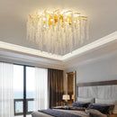Axyaa Silver Chrome Crystal LED Ceiling Chandelier for Bedroom Living Room Dining Kitchen