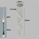 Axyaa Crystal Chandelier Stair Pendant Lamp Living Room Lighting