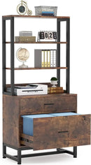 Axyaa Vertical File Cabinet with Lock & Bookshelf | Modern Filing Cabinet & Printer Stand