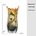 Axyaa Enamel Color Crystal Glass Vase, High-End Transparent Glass, Elegant Living Room Decor