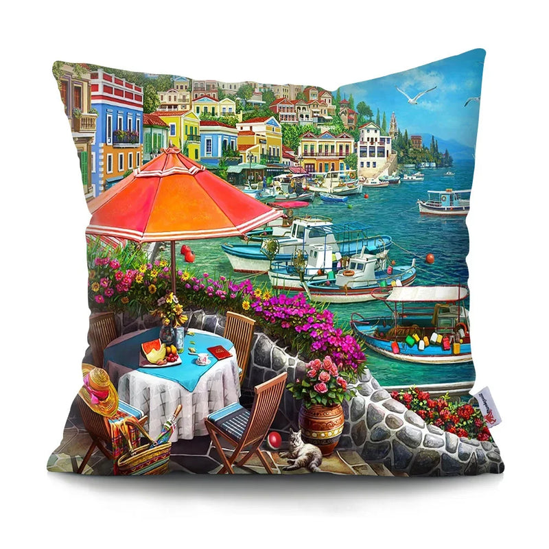 Axyaa Rustic Landscape Print Pillowcase