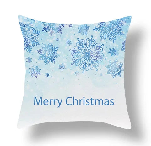 Axyaa Blue Ornament Pillowcase: Festive Home Decor Cushion Cover for Christmas & New Year