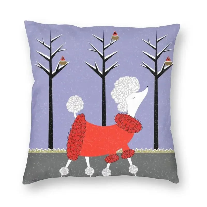 Pink Convertible Pillowcase White Poodle Sofa Cushion Cover Axyaa Home Decor