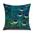 Axyaa Peacock Print Linen Cotton Pillow Cover for Home Decor & Sofa Accent
