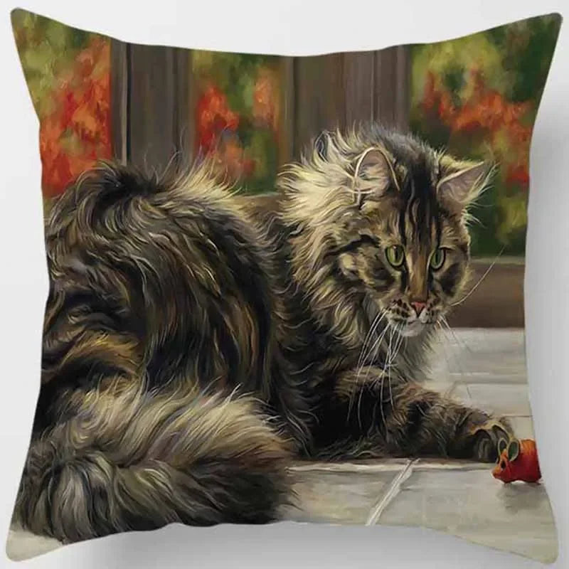 Cute Cat Print Pillowcase for Home Decor - Axyaa Brand