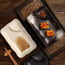 Axyaa Ceramic Dumpling Plate Set with Vinegar Dish - Grilled Meat Serving Tray