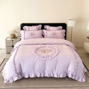 Axyaa Pink Embroidery Bedding Set Double King Queen Size with Duvet Cover & Sheets