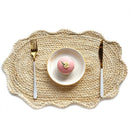 Axyaa Corn Husk Placemat Straw Woven Table Mat Curved Stitch Decorative Insulation