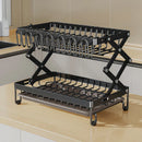Axyaa 2 Tier Collapsible Bowl Drainers Rack - Metal Foldable Kitchen Storage Holder