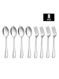 Axyaa Stainless Steel Fork and Spoon Set - Ideal for Home, Restaurant, Wedding, Party