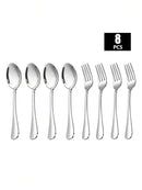 Axyaa Stainless Steel Fork and Spoon Set - Ideal for Home, Restaurant, Wedding, Party