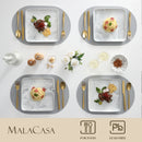 Axyaa Marble Grey Porcelain Dinner Plate Set - 8" Square Tableware Dishes
