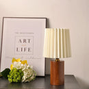Axyaa Solid Wood Pleated Table Lamp for Bedroom Night Light