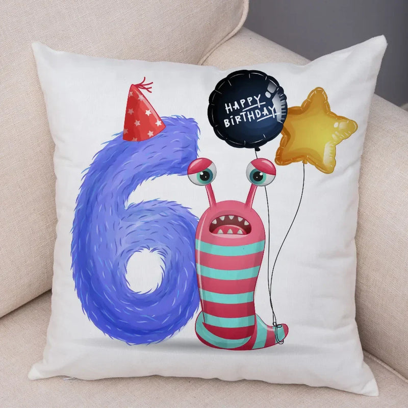 Axyaa Nordic Monster Pillow Case 45x45cm Decor for Happy Birthday Theme