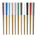 Axyaa Stainless Steel Chinese Chopsticks Set - Multicolor Metal Square Portuguese Chopsticks