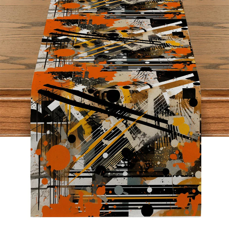 Geometric Lines Table Runner for Home Decor by Axyaa