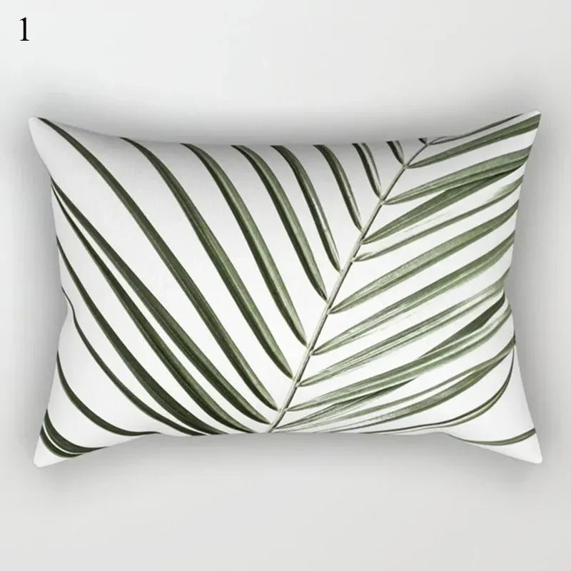 Tropical Green Plant Decor Throw Pillow Cover by Axyaa for Modern Bohemian Style
