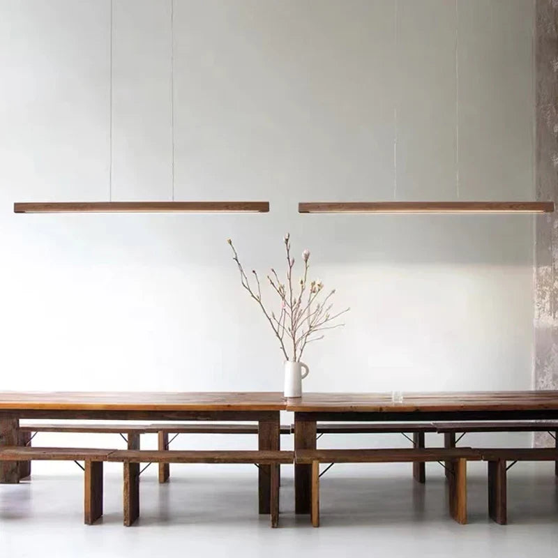 Axyaa Minimalist Wood LED Pendant Light for Dining Room, Bar, and Office