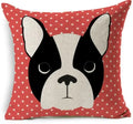 Square Linen Pug French Bulldog Pillow Cover by Axyaa