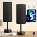 Axyaa Black Bedside Lamp with USB Charging Ports & Dimmable 3 Color Temperatures