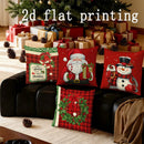 Axyaa Christmas Santa & Snowman Pattern Cushion Cover for Sofa, Bedroom, Car