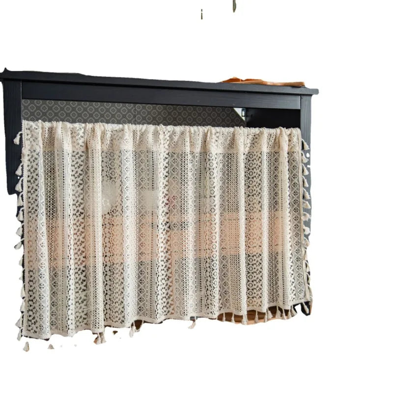 Axya Lace Half Curtain for Kitchen Sink Cupboard Dustproof Window Curtains