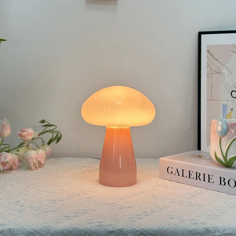 Axya Cream Mushroom Desk Lamp: Girl Romantic Night Light for Bedroom Atmosphere