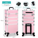 Axyaa Makeup Trolley Case with Wheels: 4-in-1 Organizer & Travel Vanity Case