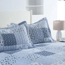 Axyaa Rustic Floral Blue Patchwork Bedding Set Coverlet Reversible White Cotton Bedspread