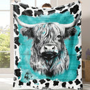 Axyaa Highland Cow Flannel Fleece Blanket - Cozy Soft Throw for Bed, Sofa, Office