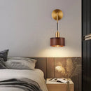 Axyaa Metal Gold Wall Lamp with Wood Lampshade for Parlor and Bedroom Lighting