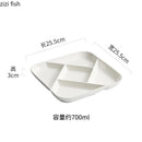 Axyaa Square Ceramic Multi Grid Snack Platter - White Dessert Sushi Plate