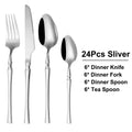 Axyaa Stainless Steel Cutlery Set - Knife, Fork, Spoon - 30Pcs Solid Color Dinnerware