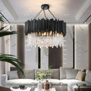 Axyaa Luxury LED Crystal Chandelier for Living & Dining Room - Black Tube Design