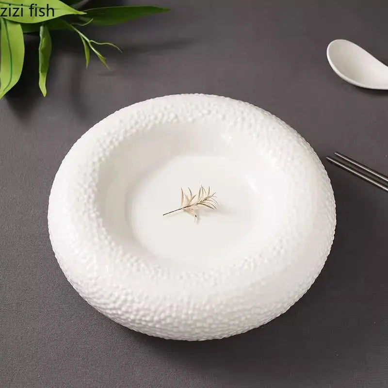 Axya Ceramic Irregular Texture Dinner Plate Set of 4