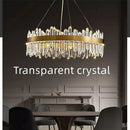 Axyaa Smoke Grey Crystal Chandelier: Luxury LED Hanging Lamp for Home Decor