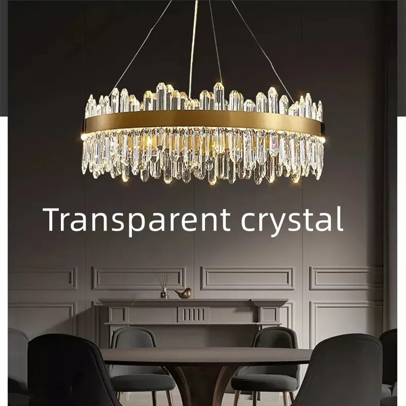 Luxury Axyaa Smoke Grey Crystal Chandelier LED Lighting for Home Decor