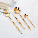 Axyaa Gold Cutlery Silver Dinner Set Knife Fork Spoon Stainless Steel Tableware