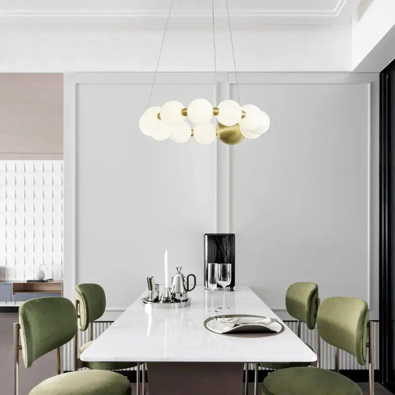 Axyaa White Ball Pendant Chandelier - Luxury LED Ceiling Light for Home Decor