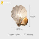 Brass Bedside Sconce with Glass Shell Lamp for Bedroom & Living Room décor - Axyaa