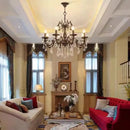 Axyaa Copper Candle Crystal Pendant Chandelier for Elegant Living Room & Bedroom Décor