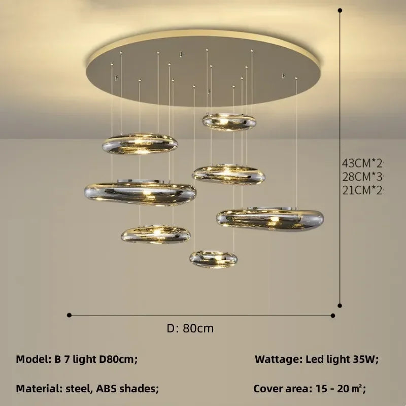 Axyaa Nordic Minimalist LED Stair Chandelier for Home, Villa, Hotel - Dimmable Luminaires