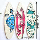 Tropical Surfboard Wooden Wall Art Set - Axyaa Ocean Decor with Turtle, Flower & Monstera
