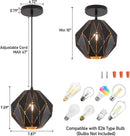 Axyaa Vintage Diamond Shade Pendant Lamp Chandelier Light Fixture for Kitchen Bedroom