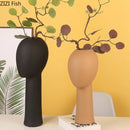 Axyaa Abstract Human Head Ceramic Vase for Desk Decoration and Flower Arrangement