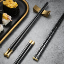 Axyaa Japanese Alloy Non-Slip Sushi Chopsticks Set - 5 Pair Reusable Tableware Gift