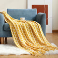 Axyaa Grey Wave Acrylic Knitted Throw Blanket with Tassels
