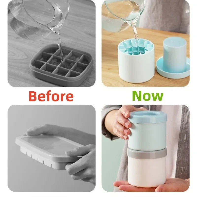 Axyaa Silicone Round Ice Block Mold Bucket for Quick Freeze Whiskey Beer Cooler